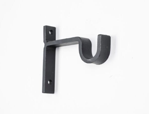 Classic Center Support Bracket in black metal with a U-shaped hook and two mounting holes for sturdy support.